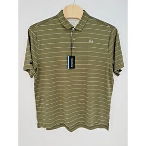 NEW Good Good Golf Polo Stance Striped‎ Mens 2XL Performance Olive Green $74.99